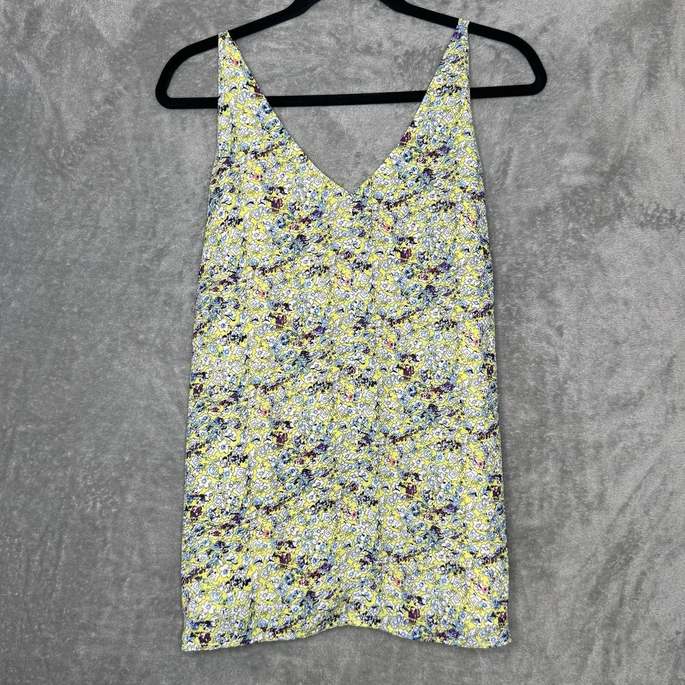 Cabi Small Shirt Top Yellow Blue Floral Flower Sleeveless V Neck Tank Womens